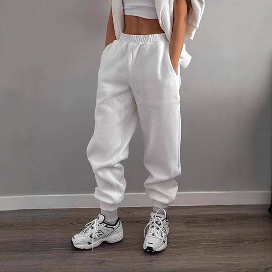 Damen Sportliche Jogginghose mit elastischem Bund und seitlichen Taschen EB