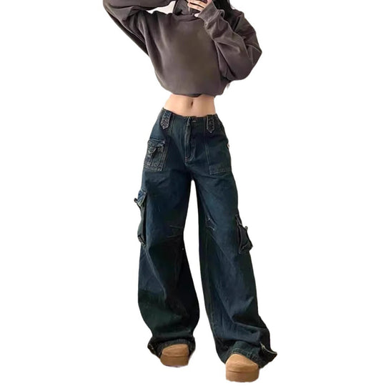 Damen Cargo-Jeans im lässigen Oversized-Stil mit praktischen Seitentaschen EB