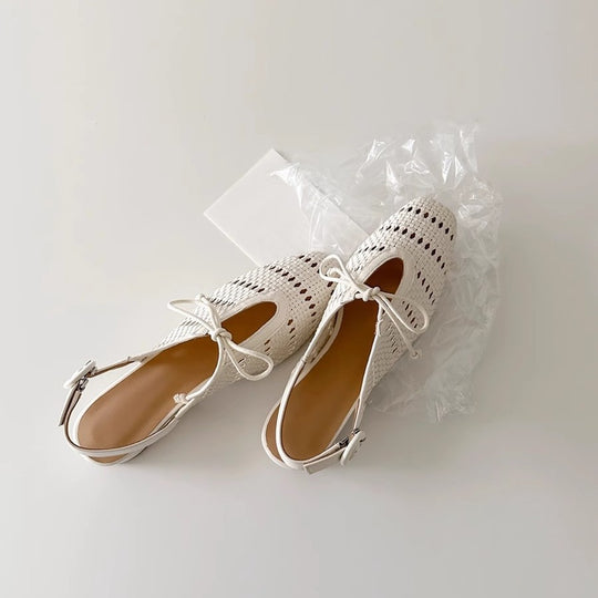 Damen elegante Sling-Sandalen mit Netzdesign und verstellbarem Riemen EB