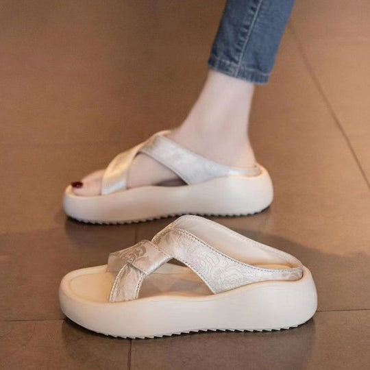 Damen Bequeme Slip-On Sandalen mit modischem Querriemen und rutschfester Sohle EB