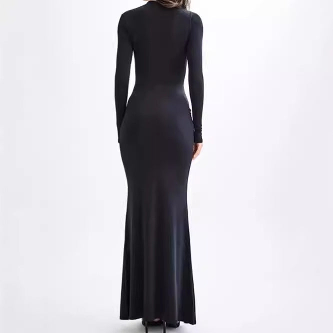 Damen Elegantes Maxikleid mit dekorativer Drapierung EB