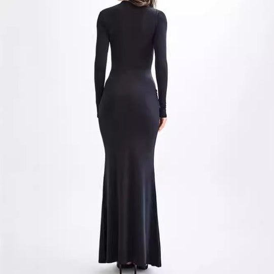 Damen Elegantes Maxikleid mit dekorativer Drapierung EB