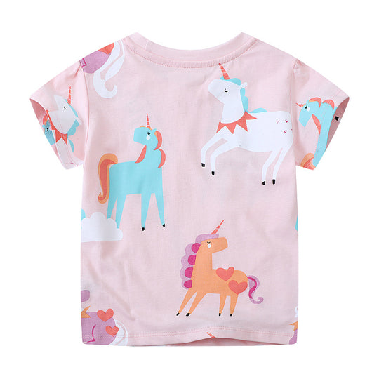 Mädchen T-Shirt mit buntem Einhorn-Design EB