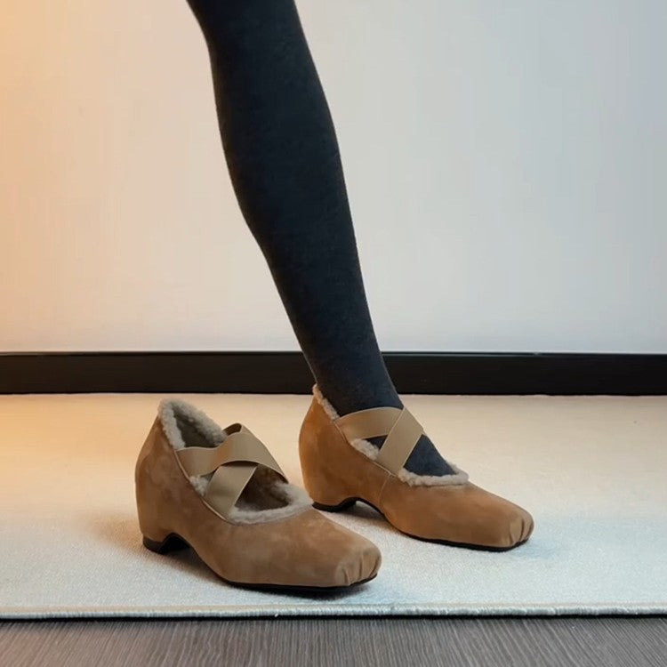 Damen Ballerina-Schuhe mit kuscheligem Innenfutter und elegantem Riemendesign EB