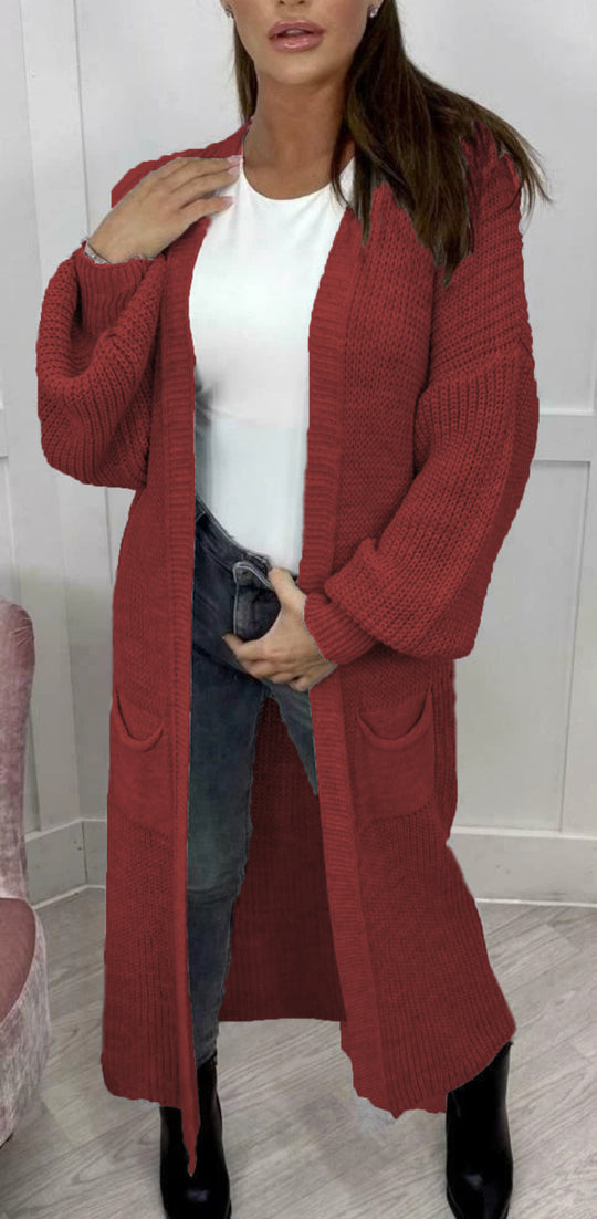 Damen Grobstrick-Cardigan im romantischen Design mit offenen Ärmeln EB