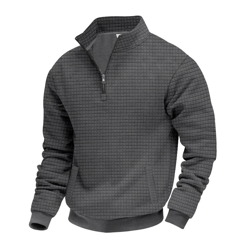 Herren Sweatshirt mit halbem Reißverschluss und strukturiertem Design EB