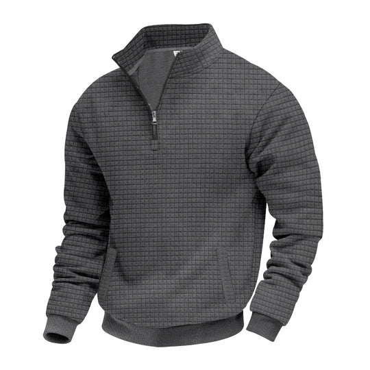 Herren Sweatshirt mit halbem Reißverschluss und strukturiertem Design EB