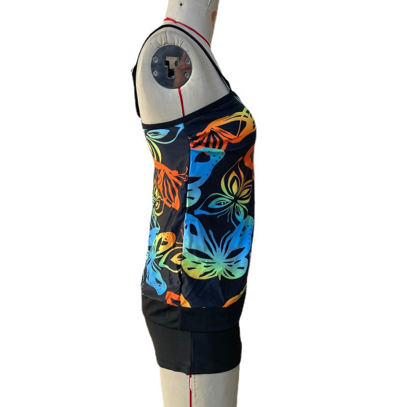 Damen Tankini mit modischem Blumenmuster und regulierbaren Trägern EB