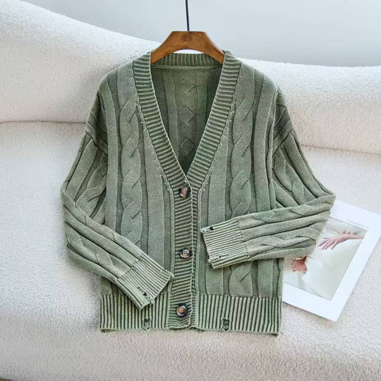 Damen offene Strickjacke mit Zopfmuster und zeitlosem Design EB
