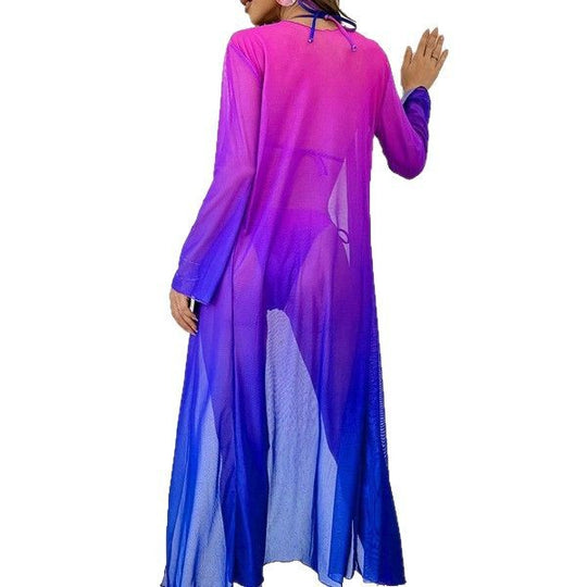 Damen Modischer Bademantel mit transparentem Design EB