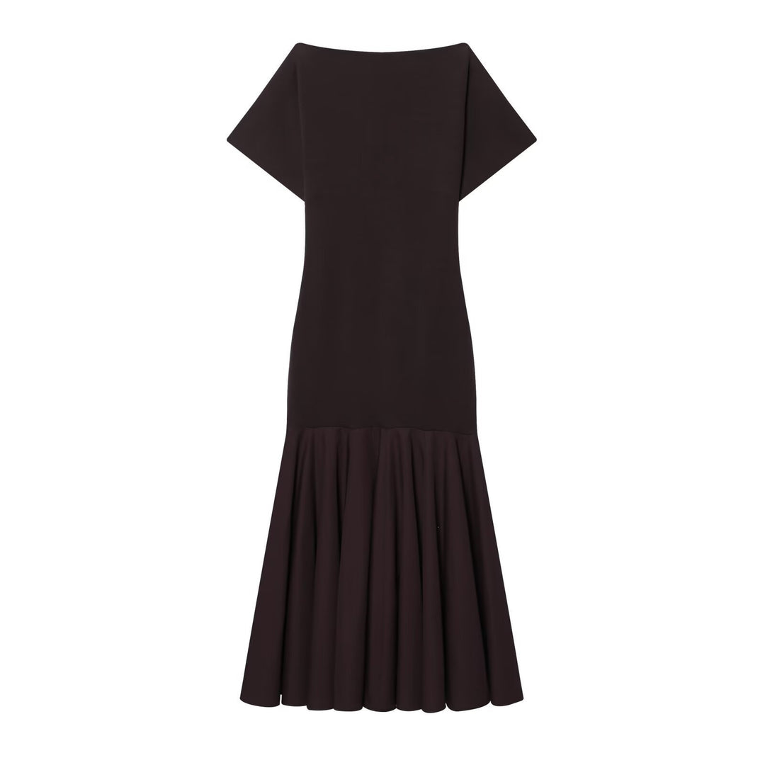 Damen Elegantes Maxikleid mit schwingendem Rock und asymmetrischem Ausschnitt EB