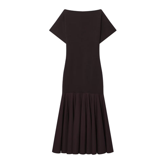 Damen Elegantes Maxikleid mit schwingendem Rock und asymmetrischem Ausschnitt EB
