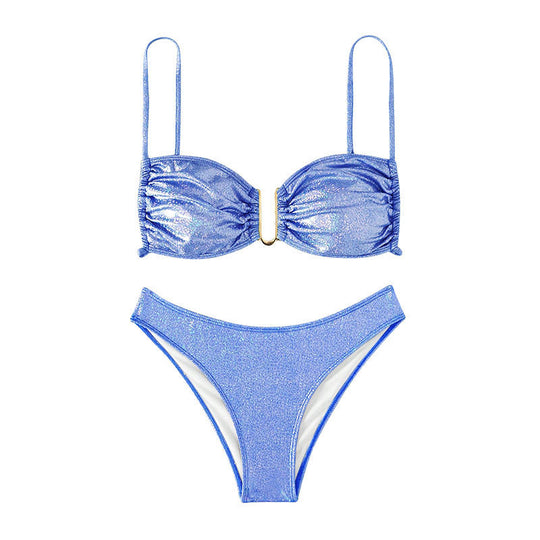 Damen glitzernder Bikini mit verstellbaren Trägern und elegantem Detail EB