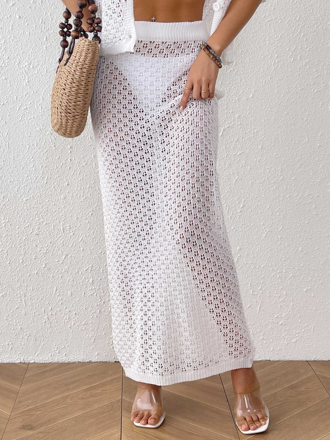 Damen Midikleid aus lockerem Häkelmaterial EB