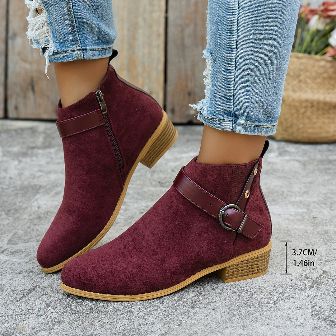 Damen modische Stiefeletten mit elegantem Riemen und rutschfester Sohle EB