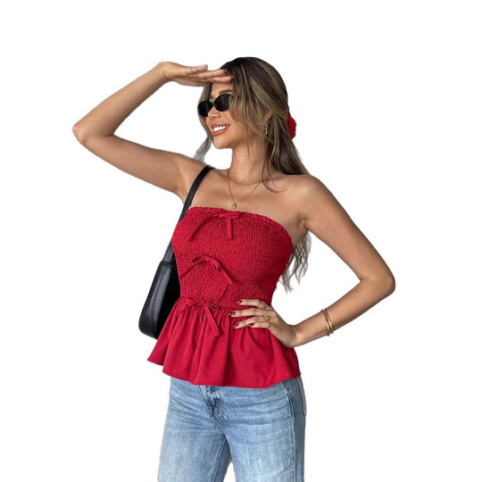 Damen Bandeau-Top mit gerafftem Detail und schmeichelndem Volant EB