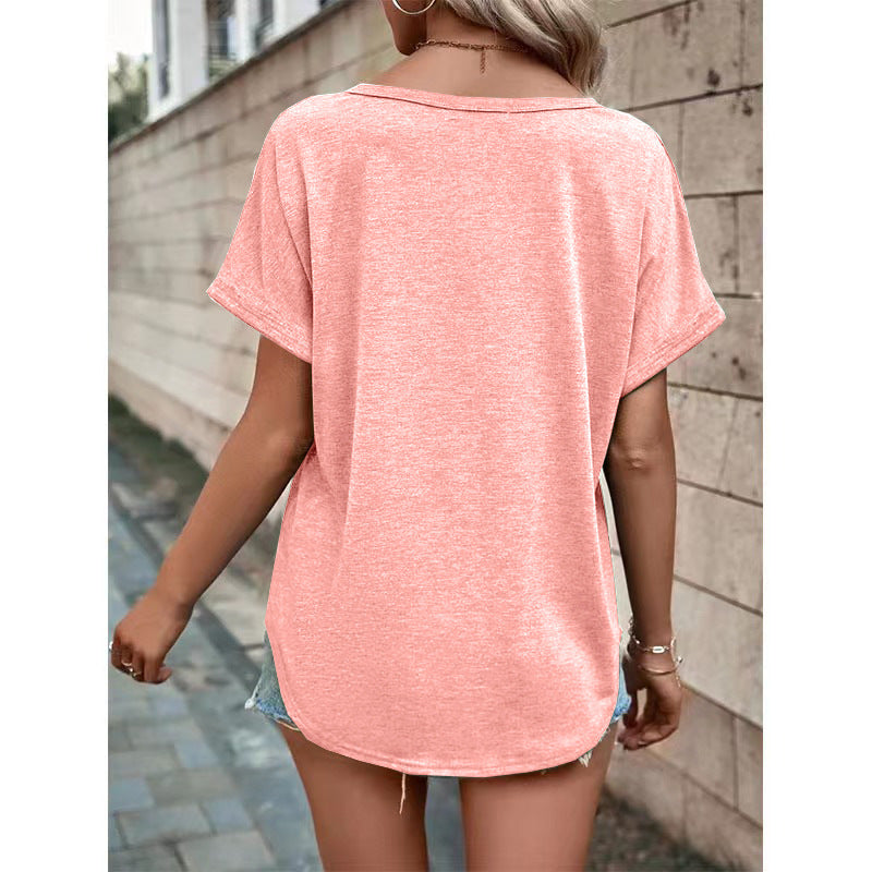 Damen T-Shirt mit Knopfleiste und lässigem Schnitt EB