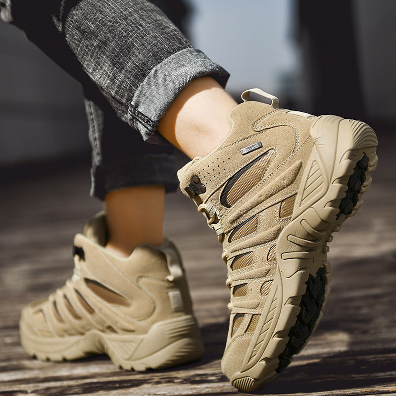 Herren hochgeschnittene Outdoor-Wanderschuhe mit rutschfester Sohle und atmungsaktivem Material EB