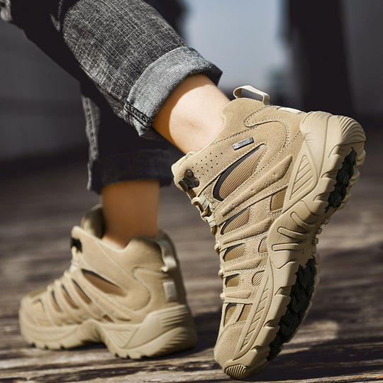 Herren hochgeschnittene Outdoor-Wanderschuhe mit rutschfester Sohle und atmungsaktivem Material EB