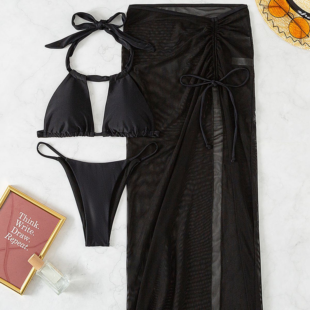 Damen Bikini-Set mit transparentem Wickelrock EB