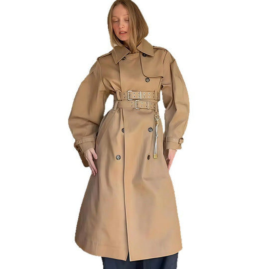 Damen wasserabweisender Trenchcoat mit Taillengürtel EB