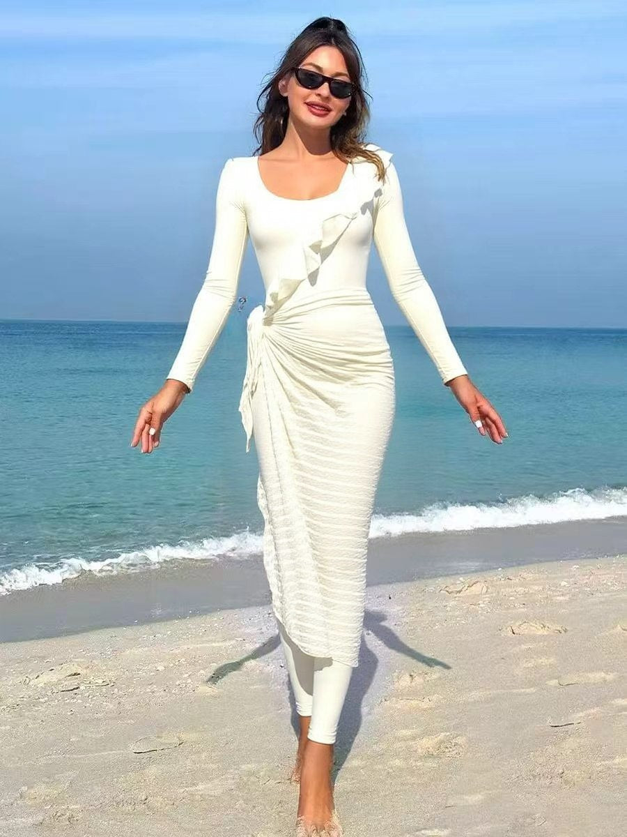 Damen Elegantes Sommerkleid mit Wickeloptik EB