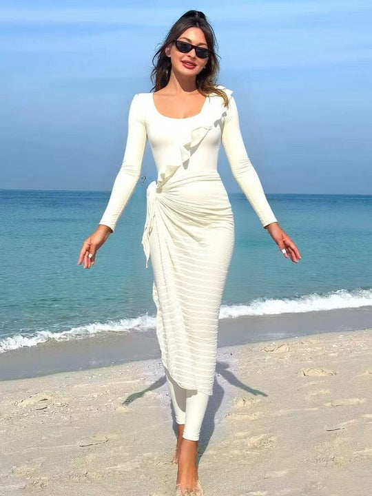 Damen Elegantes Sommerkleid mit Wickeloptik EB