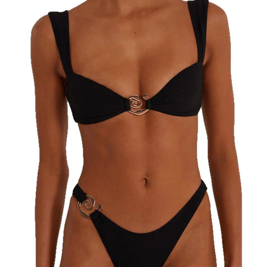 Damen Elegant geschnittenes Bikini-Set mit dekorativen Metallelementen EB