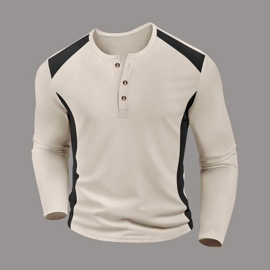 Herren Langarmhemd mit charismatischem Henley-Ausschnitt von EB
