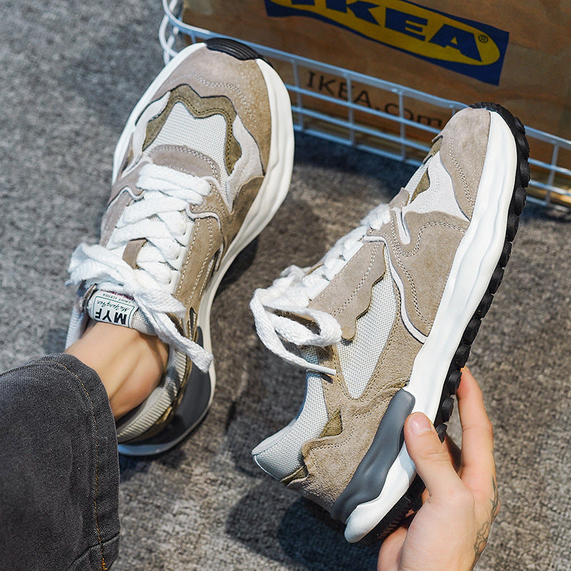 Herren retro-inspirierte Komfort-Sneaker mit Wildleder- und Mesh-Mix, gedämpfter Wellenlaufsohle und gepolstertem Knöchelkragen EB