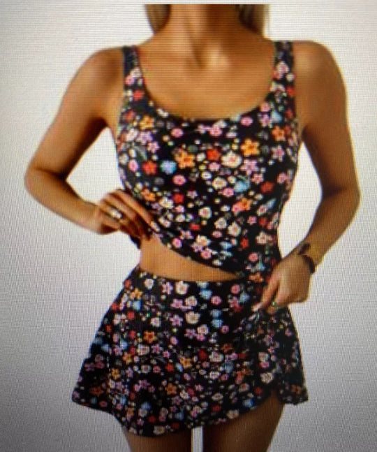 Damen Sportliches Tankini-Set mit schmeichelndem Rock EB