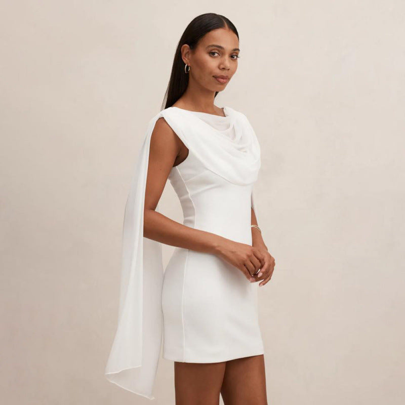 Damen Elegantes Cocktailkleid mit drapierter Schulterpartie und figurbetontem Schnitt EB