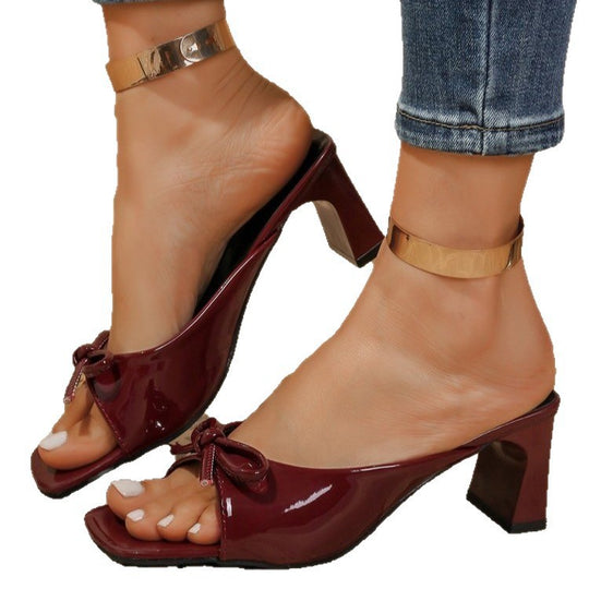 Damen Offene Absatzschuhe mit Schleifen-Detail EB
