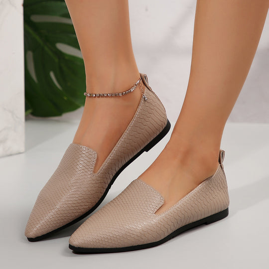 Damen nan flexible Keil‑Loafer mit Krokoprägung und spitzer Zehenpartie EB