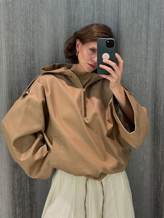 Damen oversized Fleecejacke mit praktischen Taschen EB
