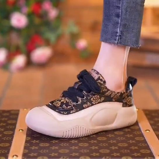 Damen Sneakers mit floralem Muster und rutschfester Sohle EB