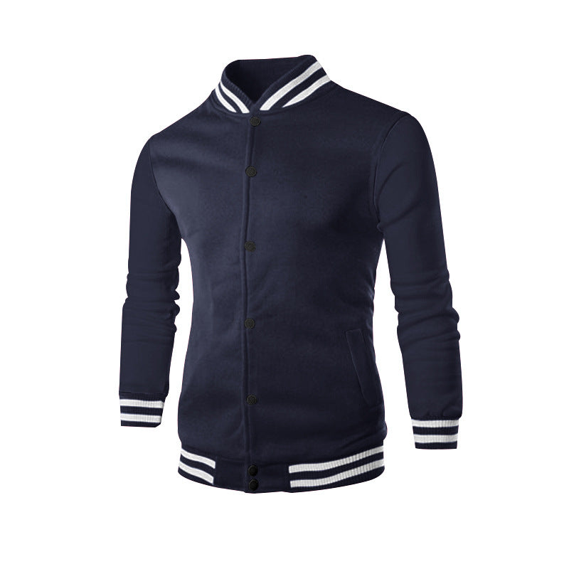 Herren sportliche Collegejacke mit hochgeschlossenem Kragen und klassischen elastischen Bündchen EB