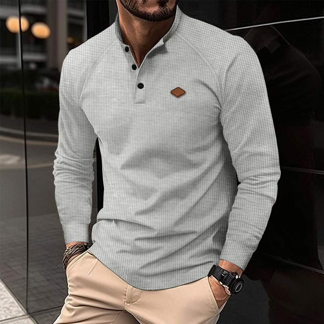Herren Langarmshirt mit subtilen Muster und modischem Kragen EB