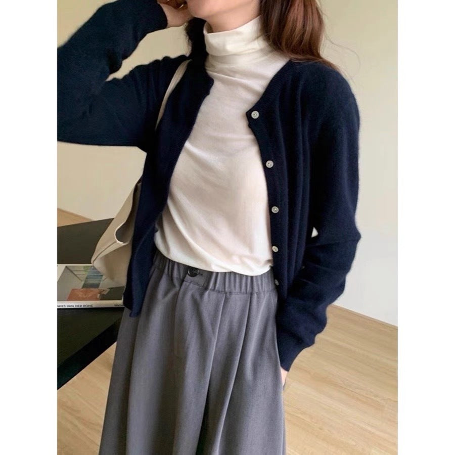 Damen feine Strickjacke mit Knopfleiste und weichem Material EB