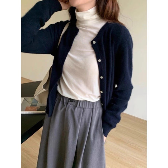 Damen feine Strickjacke mit Knopfleiste und weichem Material EB