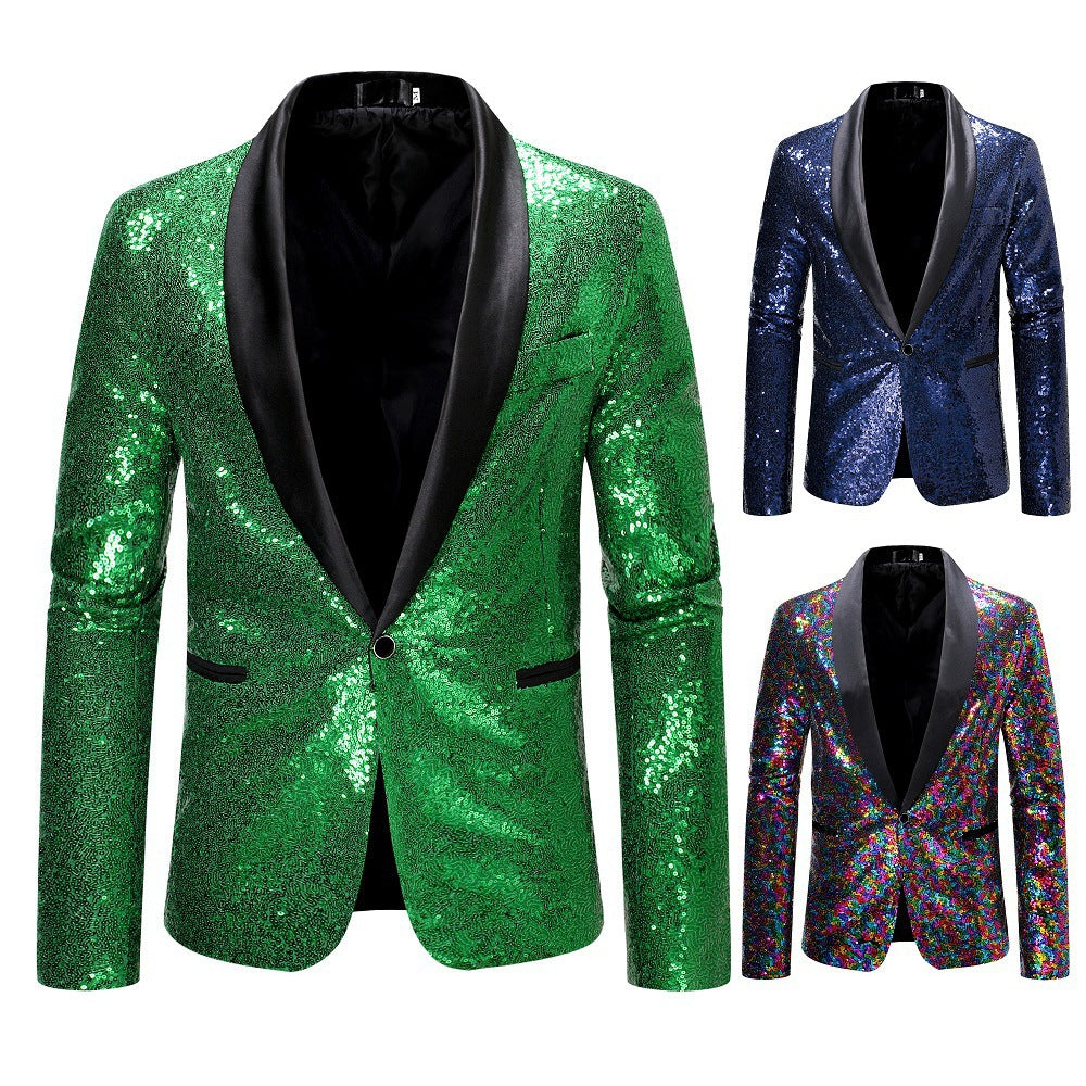 Herren eleganter Pailletten-Blazer mit modernem Schnitt und schimmernden Akzenten EB