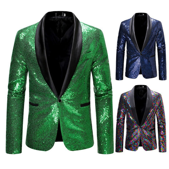 Herren eleganter Pailletten-Blazer mit modernem Schnitt und schimmernden Akzenten EB