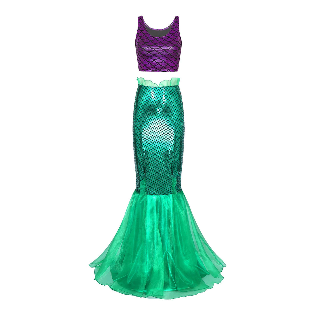 Damen Meerjungfrau-Kleid mit schimmerndem Oberteil und voluminösem Tüllrock R&B