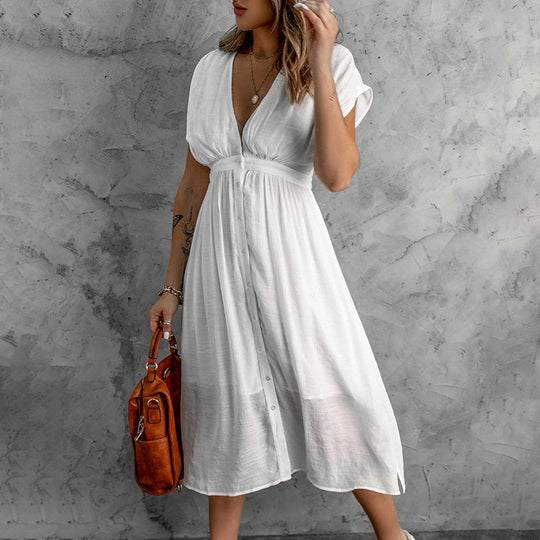 Damen Sommerkleid mit knopflosem Design und fließendem Schnitt EB