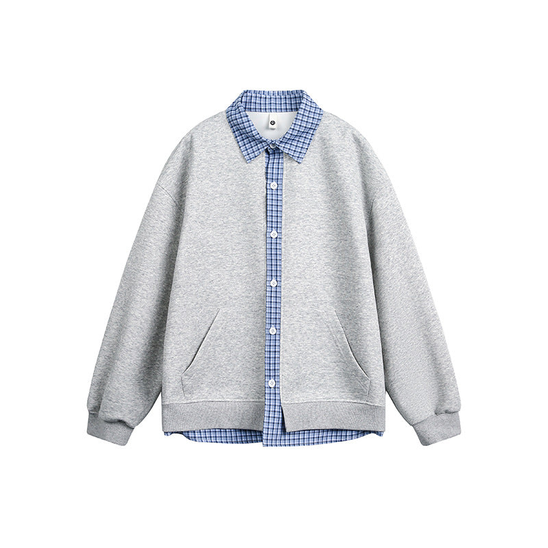 Damen Lässiger Oversized Kapuzenpullover mit Hemdkragen EB