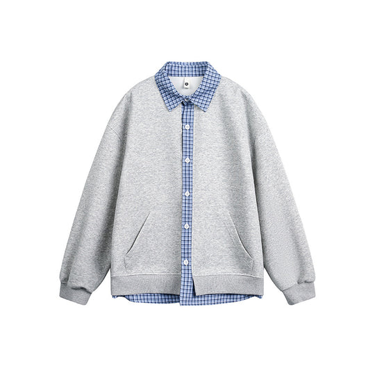 Damen Lässiger Oversized Kapuzenpullover mit Hemdkragen EB