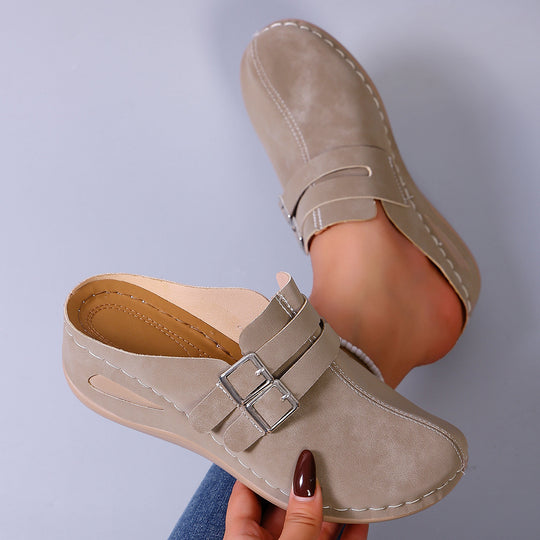 Damen Komfortable Clogs mit verstellbarem Doppelschnallenverschluss EB