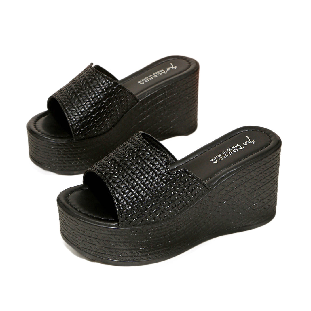 Damen Wedge-Pantoletten mit geflochtenem Obermaterial und rutschfester Sohle EB