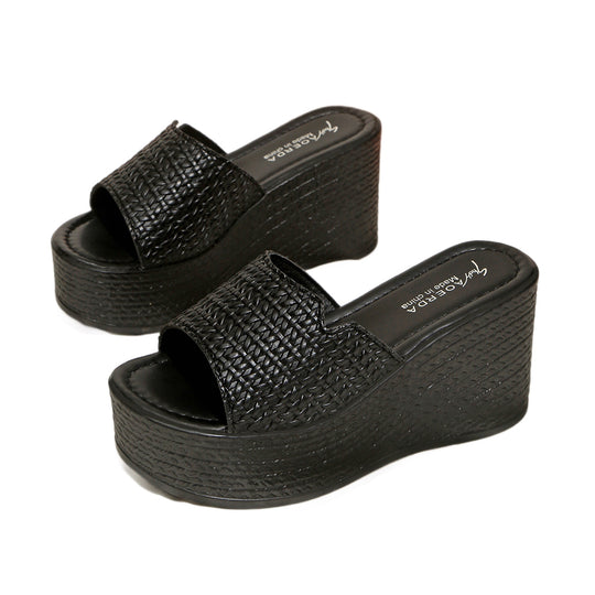 Damen Wedge-Pantoletten mit geflochtenem Obermaterial und rutschfester Sohle EB