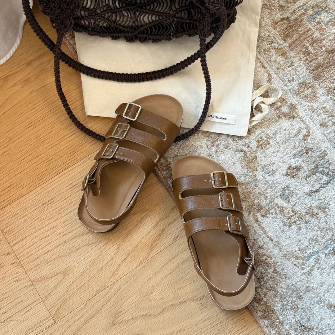 Damen Komfortable Zehentrenner-Sandalen mit verstellbaren Riemen und ergonomischer Fußbettgestaltung EB